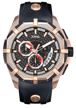 Chrono JOVIAL Watch 12005GRRC13D Gents Rose Gold (Black) 46mm Rubber
