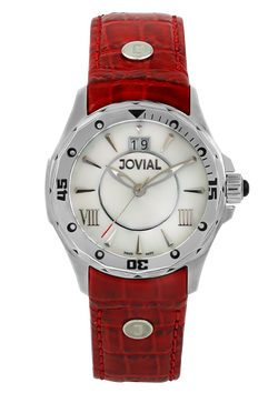 Classic JOVIAL Watch 12039 LSLQ 91 Ladies Silver (White) 46mm Genuine Leather