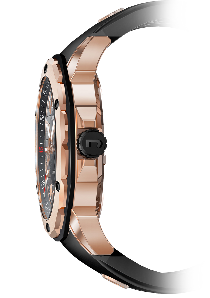 An Automatic JOVIAL Watch 12061GRRA13 Ladies Rose Gold (Black) 46mm Rubber