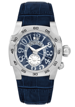 Classic JOVIAL Watch 7212GSLQ54 Gents Silver (Blue) 42mm Genuine leather