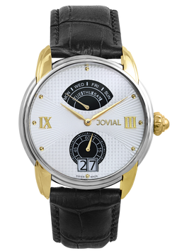 A Classic JOVIAL watch 6606GTLQ11 Gents Gold (White) 45mm Genuine Leather