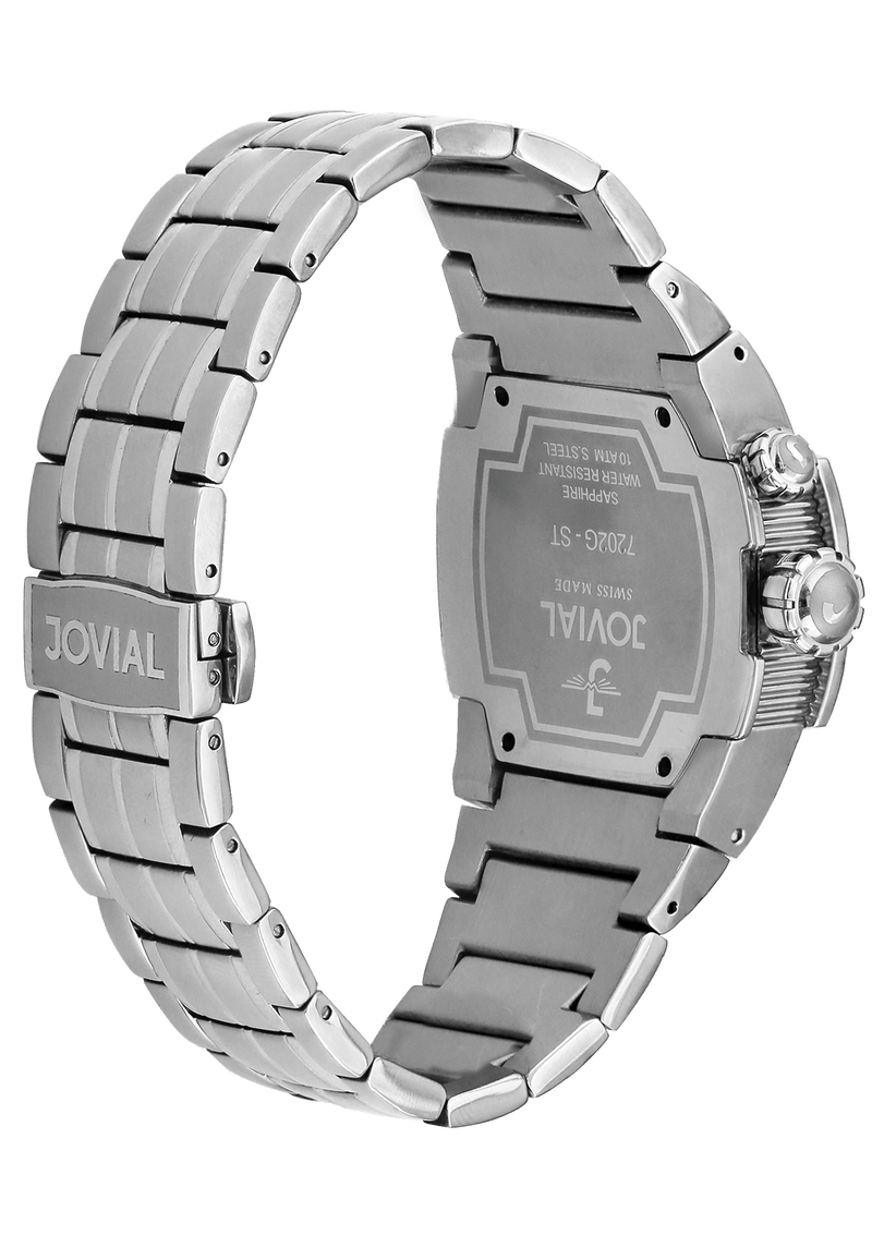 Classic JOVIAL Watch 7202GSLQ04 Gents Silver (Blue) 42mm Bracelet 