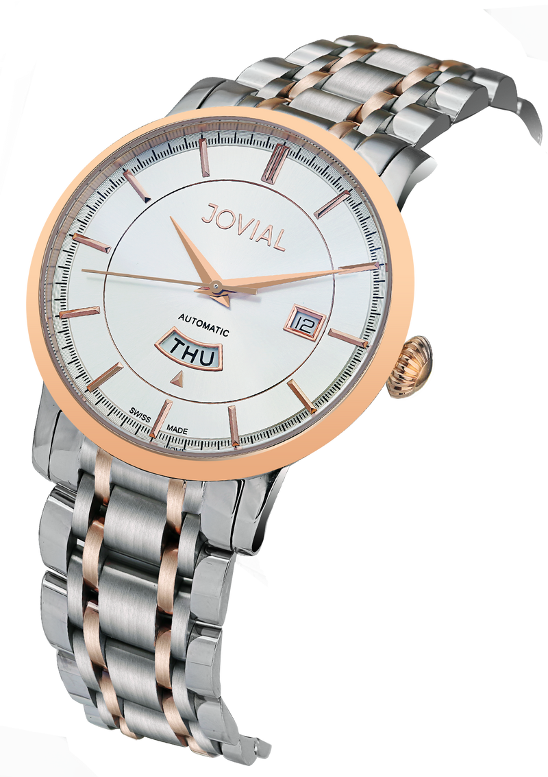 Automatic classic JOVIAL watch 9108GAMA01 Gents Rose Gold (White) 45mm Bracelet