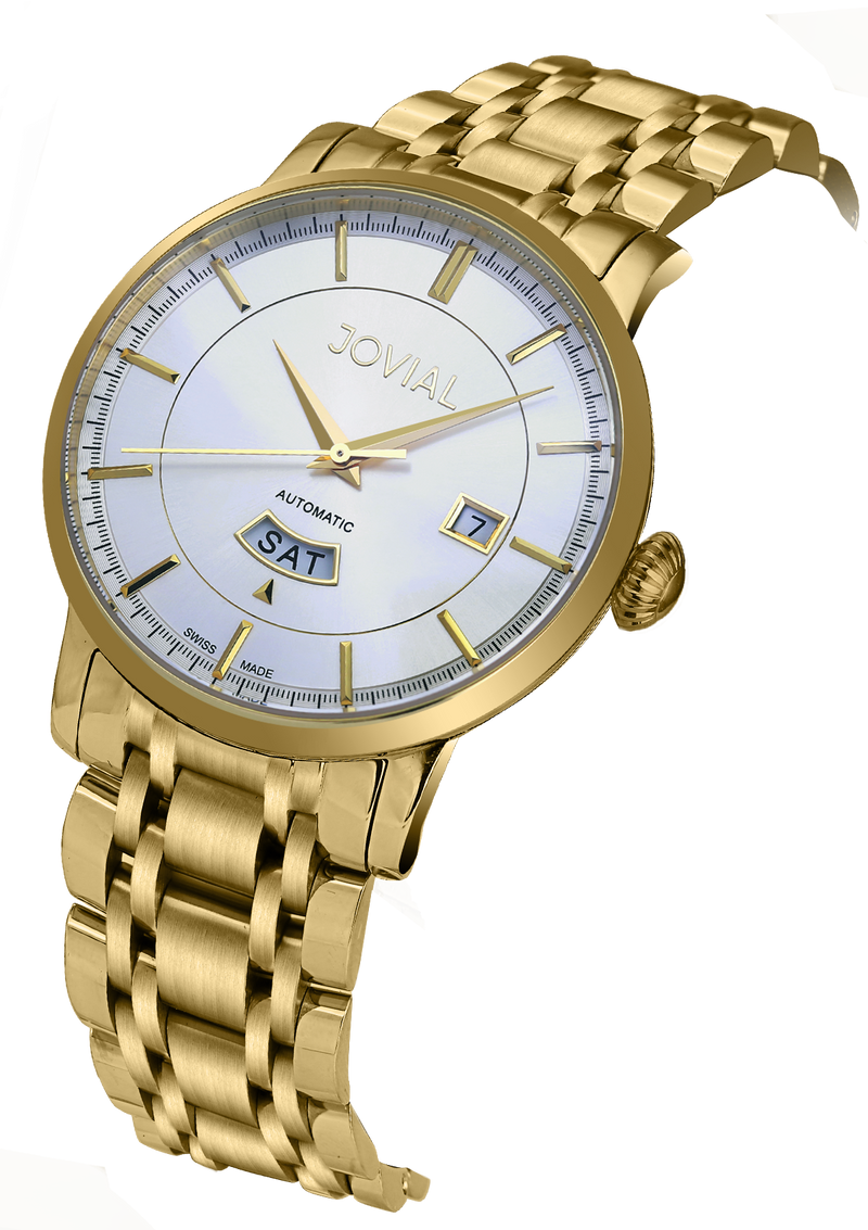 Automatic classic JOVIAL watch 9108GGMA01 Gents Gold (White) 45mm Bracelet