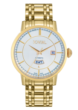 Automatic classic JOVIAL watch 9108GGMA01 Gents Gold (White) 45mm Bracelet