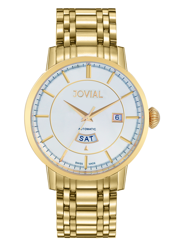 Automatic classic JOVIAL watch 9108GGMA01 Gents Gold (White) 45mm Bracelet