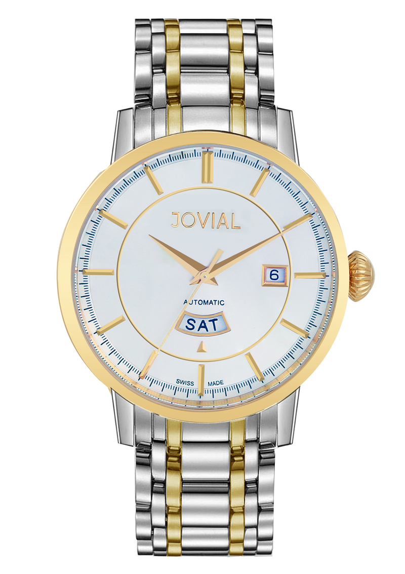 Automatic classic JOVIAL watch 9108GTMA01 Gents two tone Gold (White) 42mm Bracelet